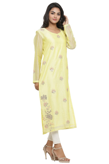 Ranas Lemon Yellow Chanderi Kurti