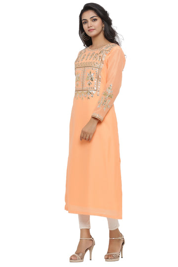 Ranas Dark Peach Chanderi Kurti