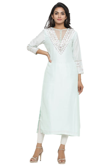 Ranas Sea Green Chanderi Kurti