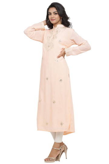 Ranas Peach Color Chanderi Suit