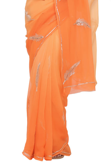 Ranas Orange Shaded Pure Chiffon Saree
