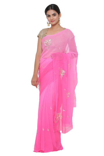 Ranas Pink Shaded Pure Chiffon Saree