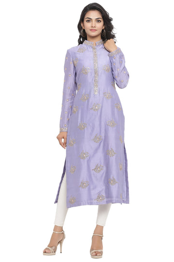 Ranas Grey Color Chanderi Kurti