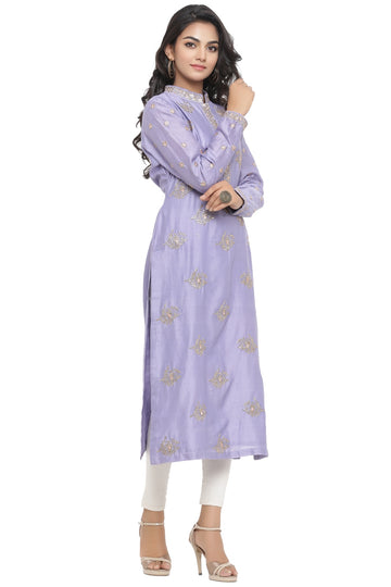 Ranas Grey Color Chanderi Kurti