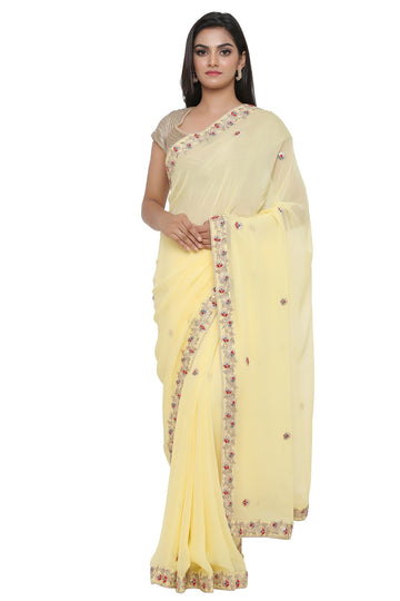 Ranas Yellow Color Georgette Saree