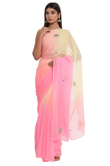 Ranas Peach & Pink Shaded Saree