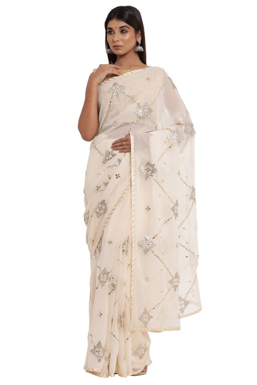 Ranas Beige Color Gota Patti Saree