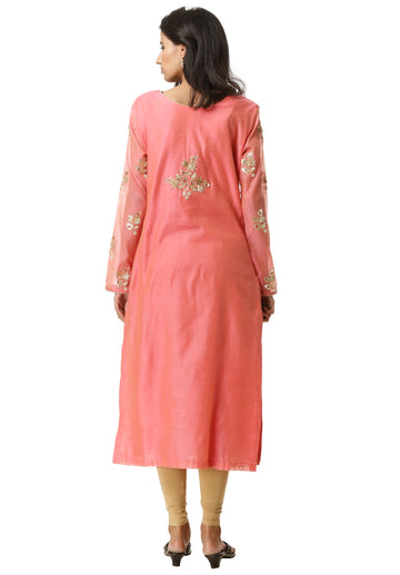 Ranas Straight Fit Chanderi Gota Patti Kurti