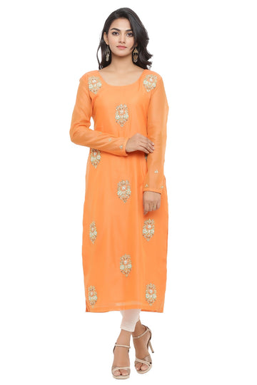 Ranas Orange Color Chanderi Kurti