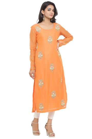 Ranas Orange Color Chanderi Kurti