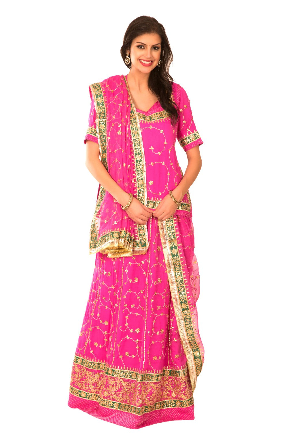 Buy Ranas Pink Georgette Gota Patti Sequins Salma Work Rajputi