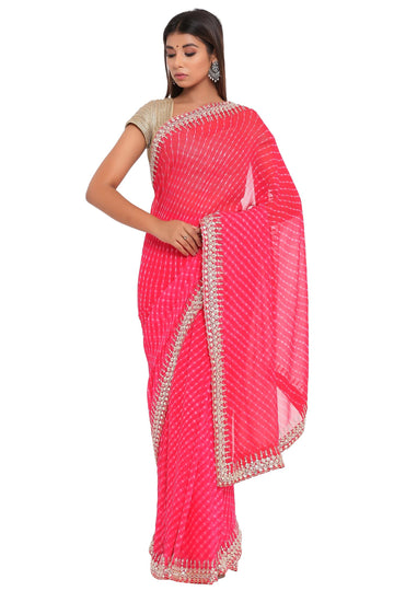 Ranas Gota Patti Red Mothda Saree