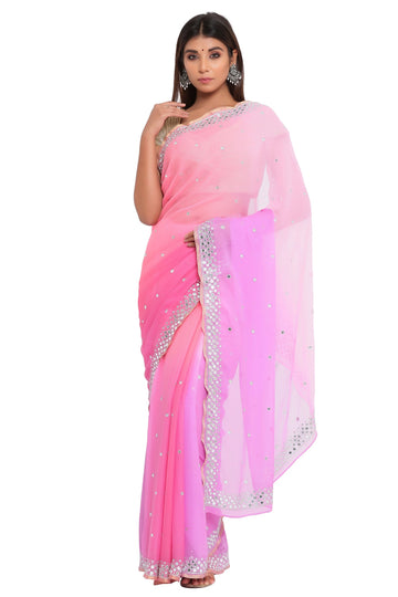 Ranas Mirror work Chiffon Saree