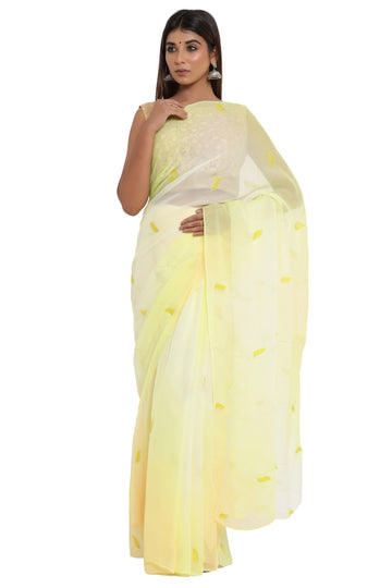 Ranas Yellow Shaded Chiffon Saree