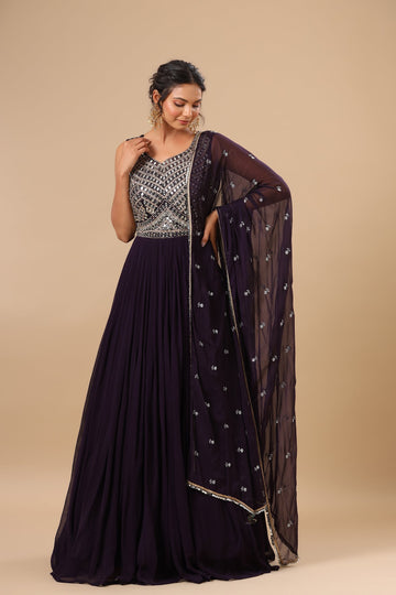 Ranas Purple Color Designer Gown