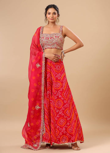Ranas Pink Bhandej Sharara Set
