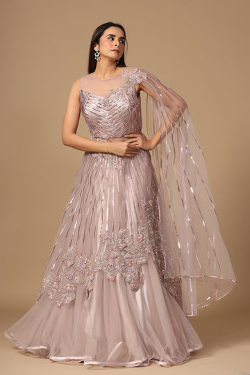 Ranas Mauve Color Designer Gown