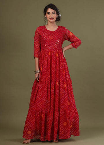 Ranas Pink Color Bhandej Kurti