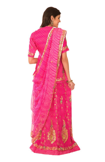 Ranas Pink Georgette Aari Tari Resham Salma Gota Patti Work Rajputi Poshak