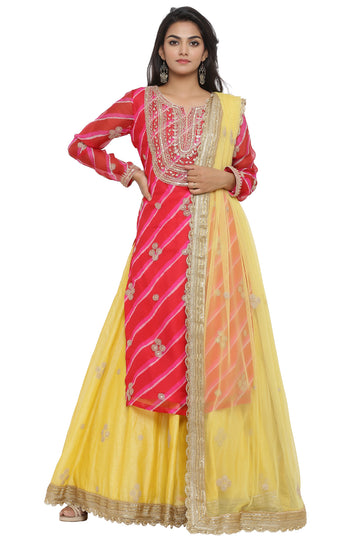 Ranas Pink & Red Lehenga
