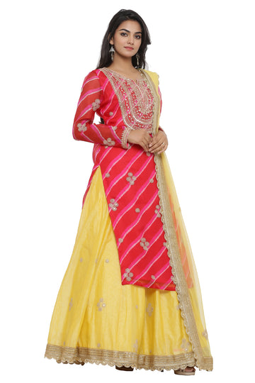 Ranas Pink & Red Lehenga
