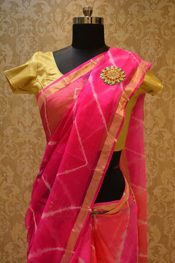 Ranas Kota Silk Pink Leheriya Saree