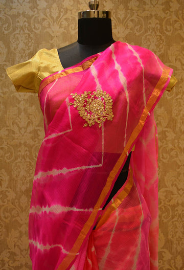 Ranas Kota Silk Pink leheriya Saree