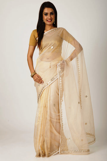 Ranas Cream Off White kota Tissue gota patti Work Saree