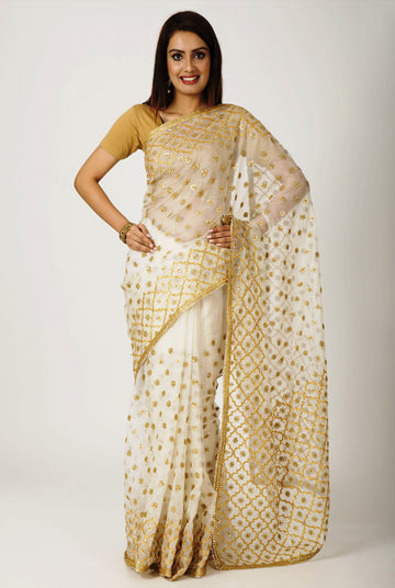 Ranas cream Kota Silk Gotadori Gota Buti Work Saree