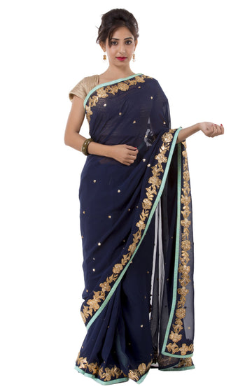 Ranas Blue Color Faux Georgette Saree