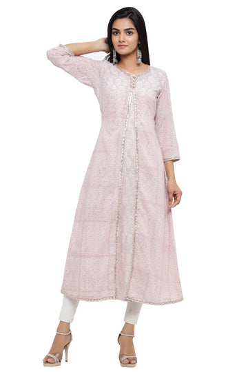 Ranas Grey Color Cotton Block Print Kurti