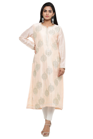 Ranas Peach Color Chanderi Kurti