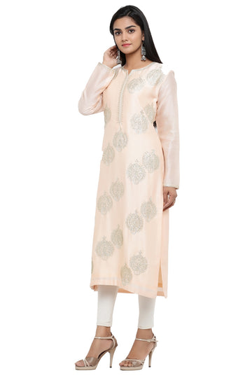 Ranas Peach Color Chanderi Kurti