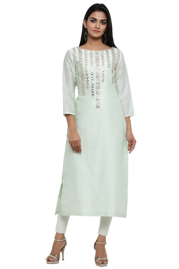 Ranas Sea Green Chanderi Kurti