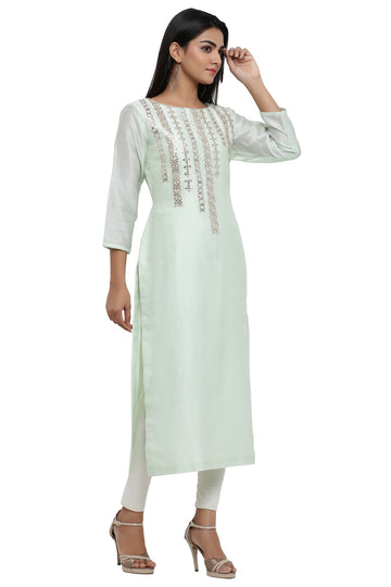 Ranas Sea Green Chanderi Kurti