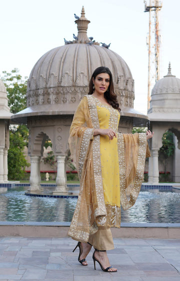Ranas Yellow Zardosi Work Suit