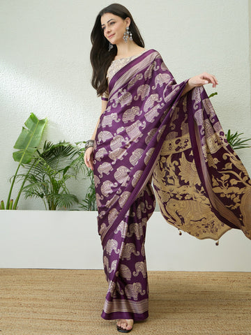 Ranas Purple Color Printed Saree