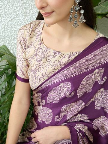 Ranas Purple Color Printed Saree