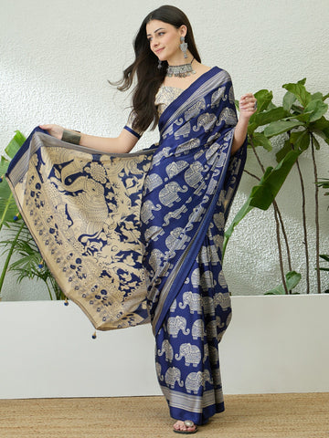 Ranas Blue Color Printed Saree