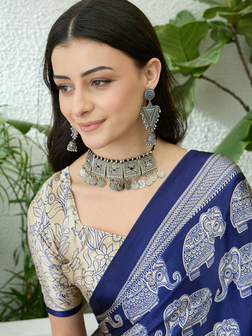 Ranas Blue Color Printed Saree