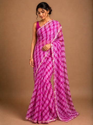 Ranas Rani & Pink Color Leheriya Kota Silk Saree