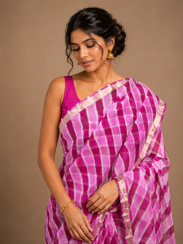 Ranas Rani & Pink Color Leheriya Kota Silk Saree