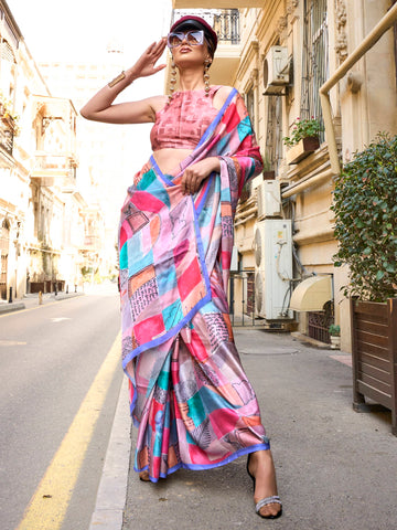 Ranas Classic Charm Printed Satin Saree