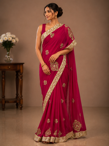 Ranas Zardosi & Aari Work Designer Saree