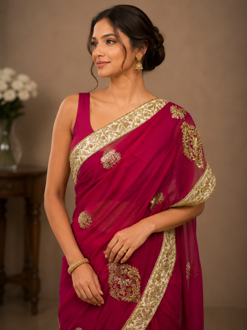 Ranas Zardosi & Aari Work Designer Saree