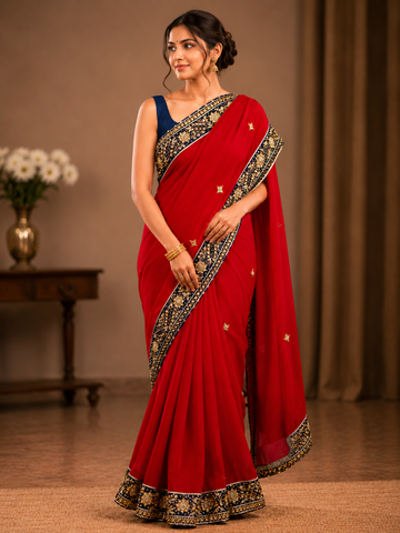 Ranas Zardosi & Danka Work Designer Saree