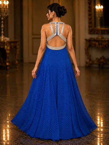 Ranas Blue Leheriya Gown