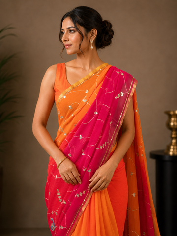 Ranas Aari & Sequine Work Saree