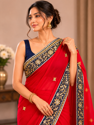 Ranas Zardosi & Danka Work Designer Saree