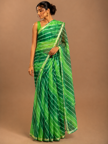 Ranas Green Color Kota Silk Leheriya Saree